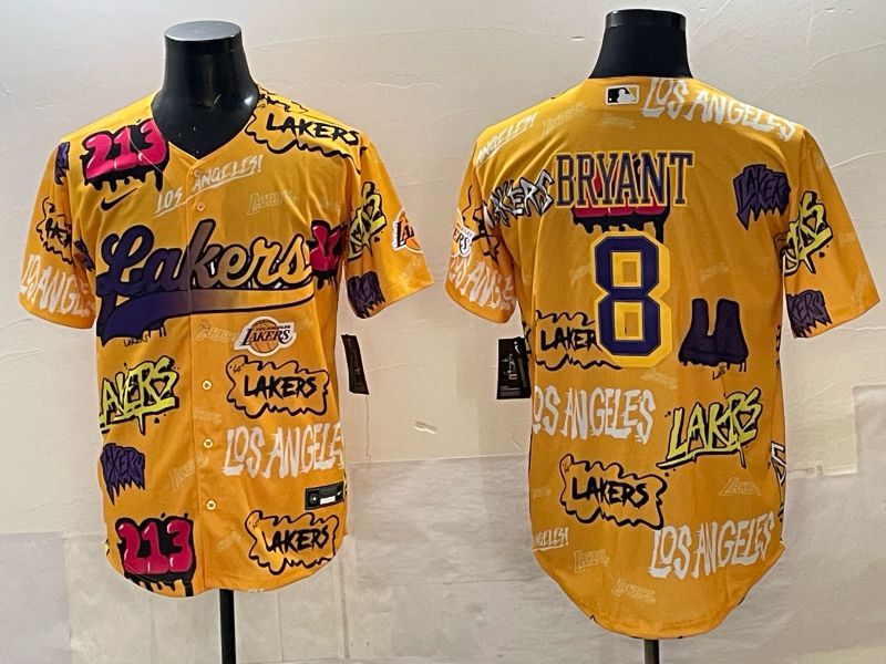 Men Los Angeles Lakers Nike #8 Bryant yellow NBA 2025 Jersey style 03->milwaukee brewers->MLB Jersey